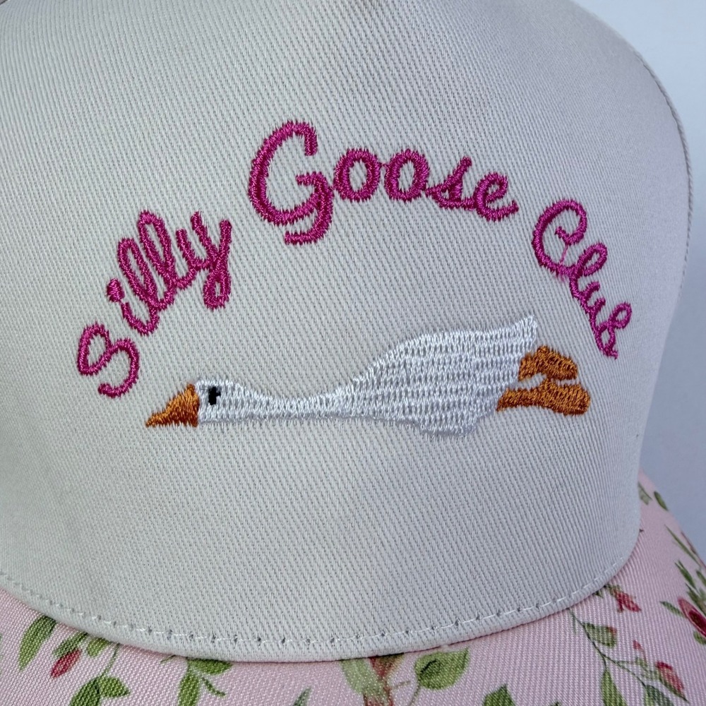 Zenana Cotton Baseball Cap Women OS Cream Silly Goose Club Pink Floral Fun Hat - Picture 6 of 6